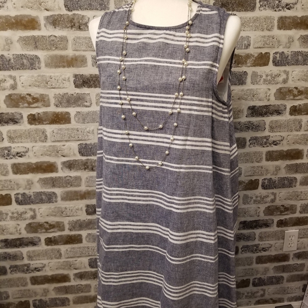 Beach Lunch Lounge Striped Boatneck Shift Dress